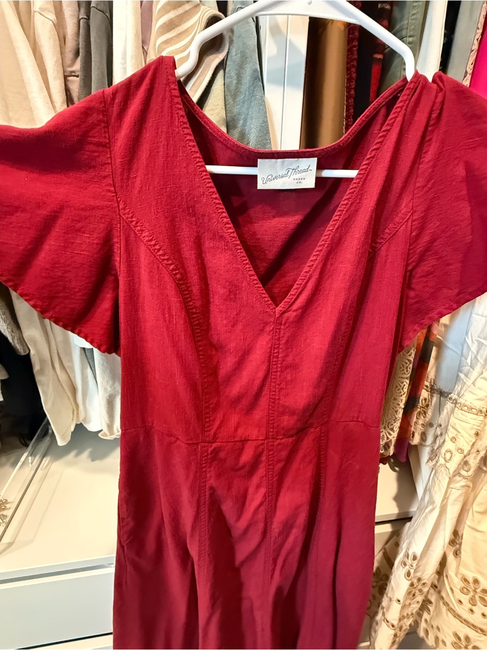 Universal Thread Red Maxi Dress with V-Neck - Like new